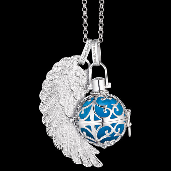 ENGELSRUFER SILVER TURQUOISE SOUNDBALL PENDANT WITH OPTIONAL WING