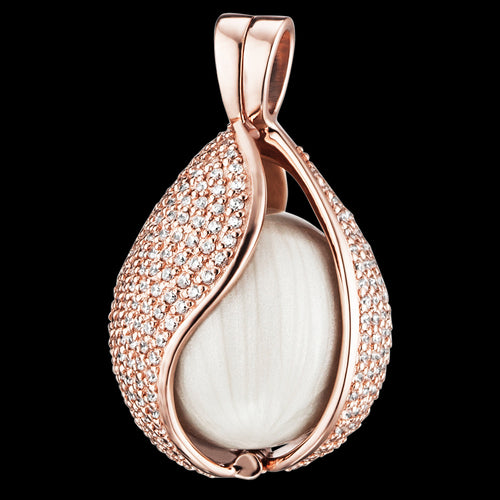 ENGELSRUFER ROSE GOLD MEDIUM PAVE CZ TEAR OF HEAVEN SOUNDBALL PENDANT