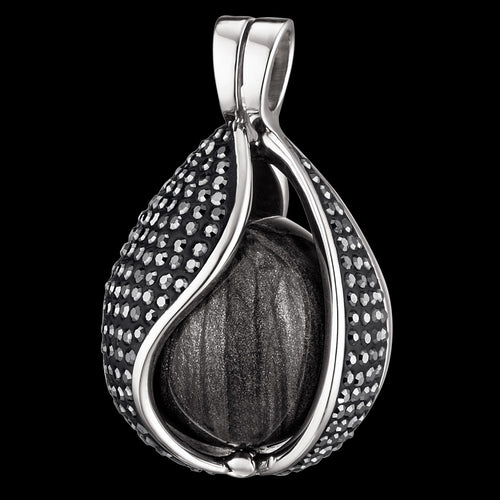 ENGELSRUFER BLACK PAVE MEDIUM CZ TEAR OF HEAVEN SOUNDBALL PENDANT