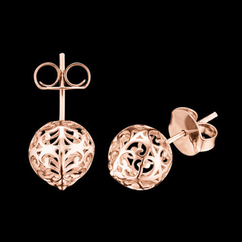 ENGELSRUFER ROSE GOLD ARABESQUE BALL STUD EARRINGS