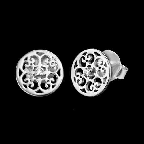 ENGELSRUFER SILVER ARABESQUE ROUND STUD EARRINGS