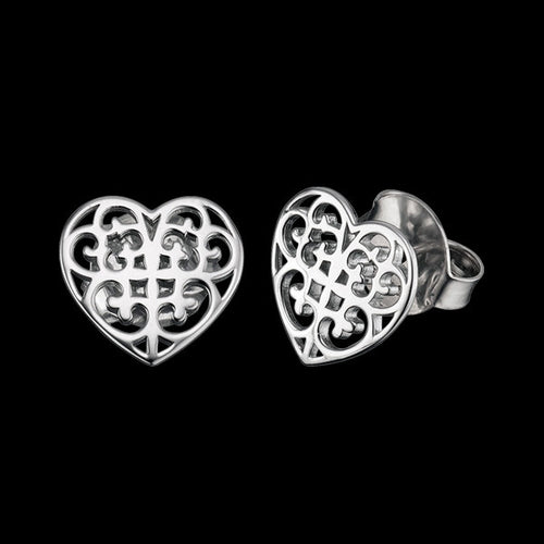 ENGELSRUFER SILVER ORNAMENT HEART STUD EARRINGS