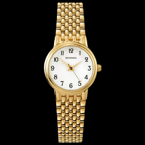 SEKONDA LADIES GOLD WHITE NUMBERS DIAL WATCH