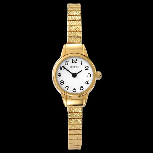 SEKONDA LADIES GOLD 20MM NUMBERS DIAL EXPANDER WATCH