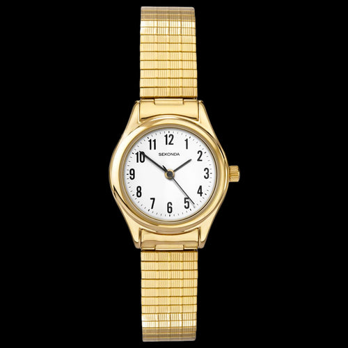 SEKONDA LADIES GOLD 25MM NUMBERS DIAL EXPANDER WATCH