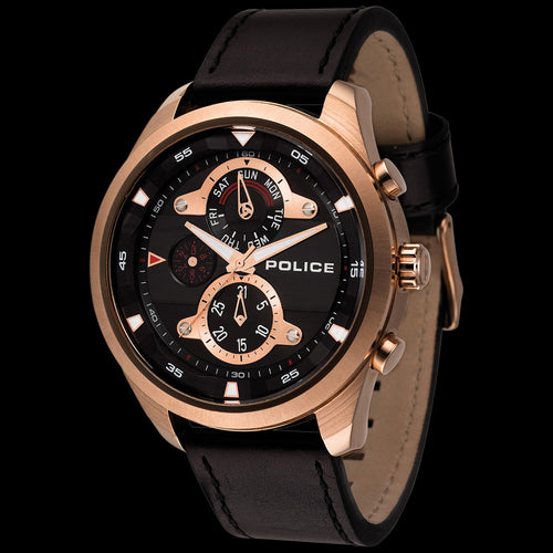 POLICE MARINE ROSE GOLD BROWN LEATHER MEN'S WATCH | AUSTRALIA