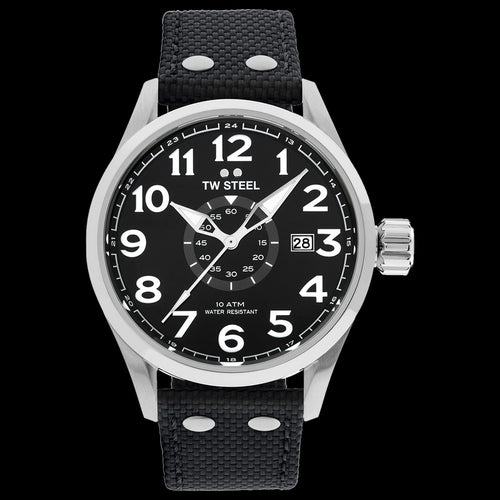 TW STEEL VOLANTE 45MM 3-HANDS BLACK STRAP WATCH VS1