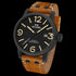 TW STEEL MAVERICK 48MM BLACK 3-HANDS TAN LEATHER WATCH MS32 - TILT VIEW