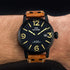 TW STEEL MAVERICK 48MM BLACK 3-HANDS TAN LEATHER WATCH MS32 - WRIST VIEW