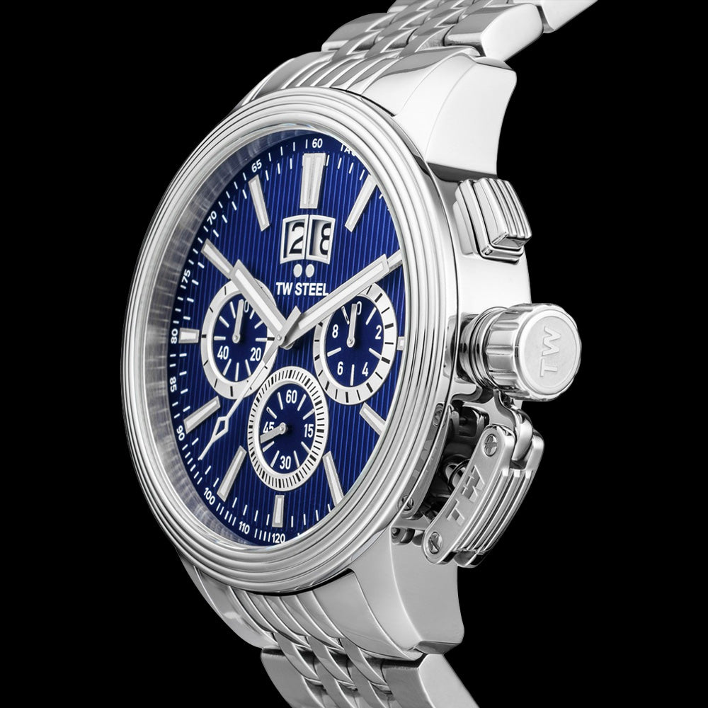TW STEEL CEO ADESSO 48MM BLUE DIAL CHRONO WATCH CE7022 - SIDE VIEW