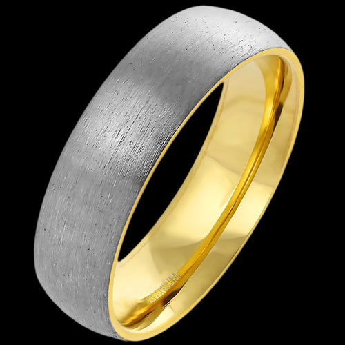 TITANIUM BRUSHED GOLD IP 6MM COMFORT FIT RING