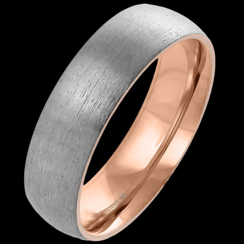 TITANIUM BRUSHED ROSE GOLD IP 6MM COMFORT FIT RING