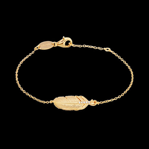 ENGELSRUFER GOLD CZ FEATHER BRACELET