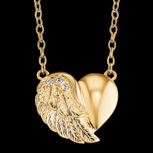 ENGELSRUFER GOLD HEARTWING CZ NECKLACE - CLOSE-UP