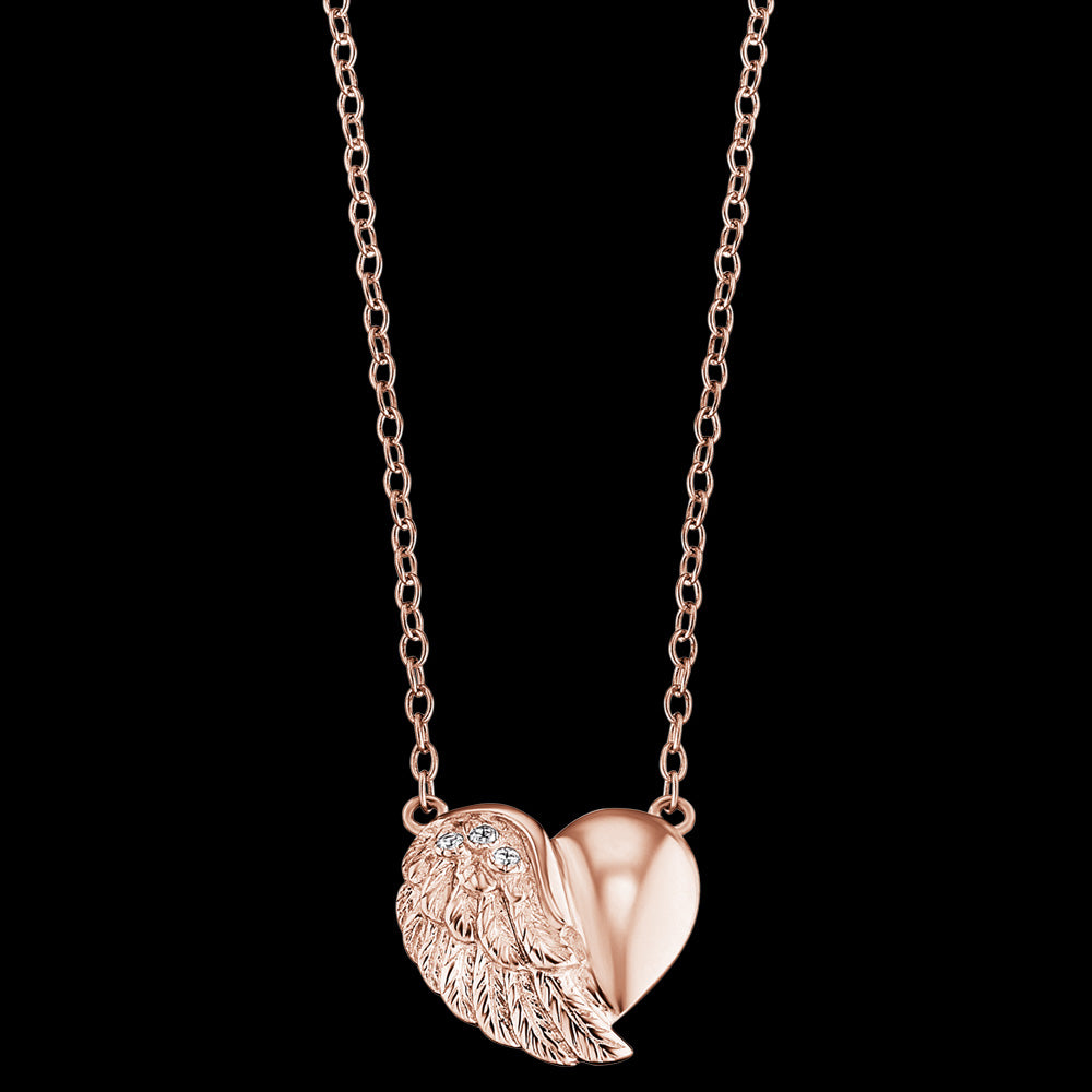 ENGELSRUFER ROSE GOLD HEARTWING CZ NECKLACE