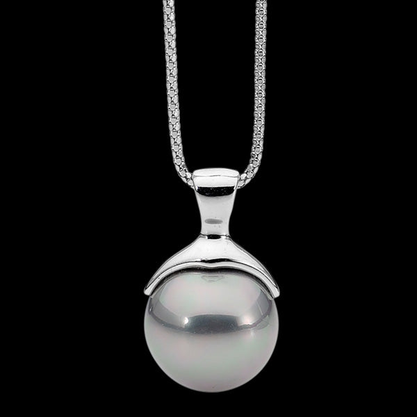 ELLANI STERLING SILVER GREY PEARL NECKLACE