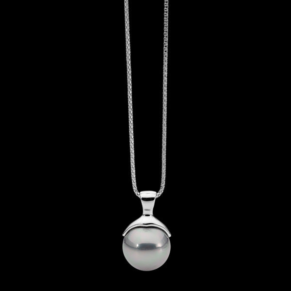 ELLANI STERLING SILVER GREY PEARL NECKLACE