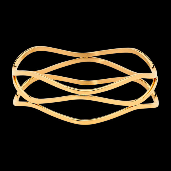 ELLANI STAINLESS STEEL GOLD IP TRIPLE WAVE BANGLE