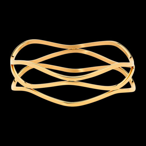 ELLANI STAINLESS STEEL GOLD IP TRIPLE WAVE BANGLE