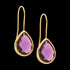 ELLANI STAINLESS STEEL GOLD IP AMETHYST GLASS PEAR HOOK EARRINGS