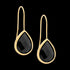 ELLANI STAINLESS STEEL GOLD IP BLACK GLASS PEAR HOOK EARRINGS