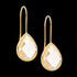 ELLANI STAINLESS STEEL GOLD IP CLEAR GLASS PEAR HOOK EARRINGS