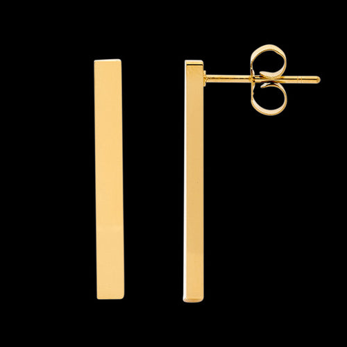 ELLANI STAINLESS STEEL GOLD IP 24MM BAR EARRINGS