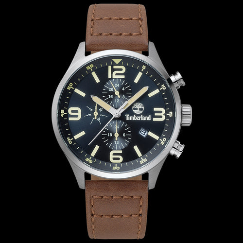 TIMBERLAND RUTHERFORD BLACK DIAL BROWN LEATHER WATCH