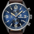 TIMBERLAND RUTHERFORD GUNMETAL BLUE DIAL BROWN LEATHER WATCH - DIAL CLOSE-UP