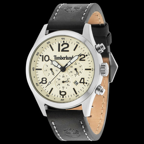 TIMBERLAND ASHMONT CREAM DIAL BLACK LEATHER WATCH