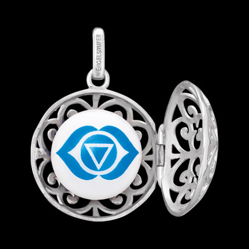 ENGELSRUFER SILVER CHAKRA THIRD EYE SOUNDBALL PENDANT OPEN