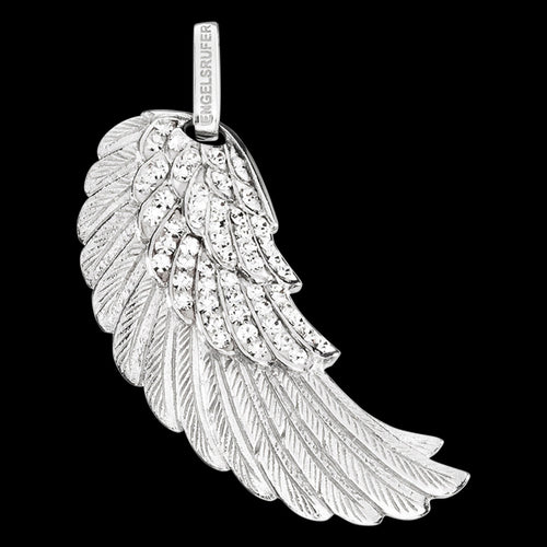 ENGELSRUFER SILVER LARGE HALF CRYSTAL WING PENDANT