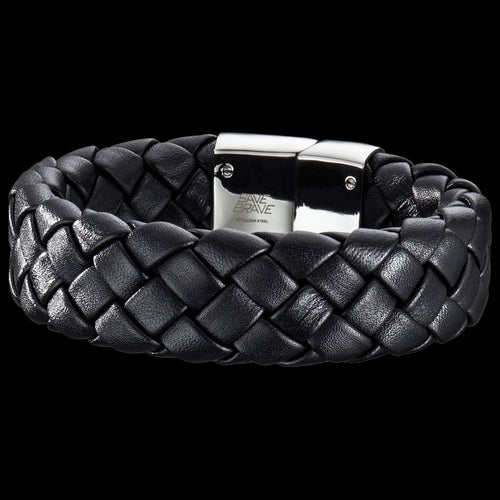 SAVE BRAVE MEN’S KILO BLACK LEATHER BRACELET