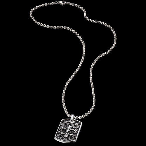 SAVE BRAVE MEN’S FLEUR-DE-LIS DOG TAG NECKLACE