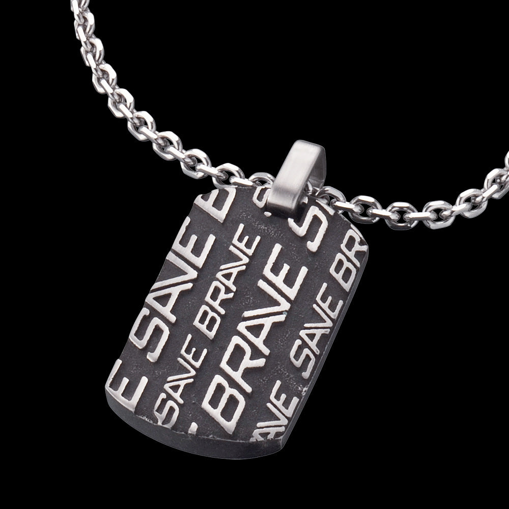 BLACK STEEL MEN'S DOG TAG NECKLACE | SAVE BRAVE AUSTRALIA