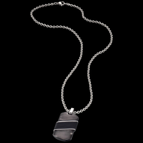 SAVE BRAVE MEN’S UNCLE BLACK IP DOG TAG NECKLACE - FULL VIEW