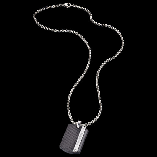 SAVE BRAVE MEN’S X-RAY BLACK IP DOG TAG NECKLACE - FULL VIEW