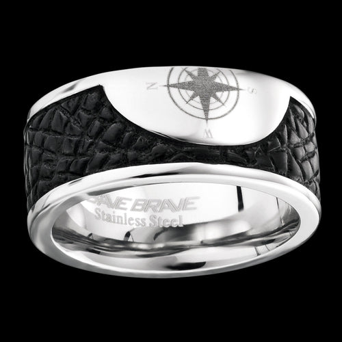 SAVE BRAVE MEN’S HAVANNA COMPASS RING - FRONT VIEW