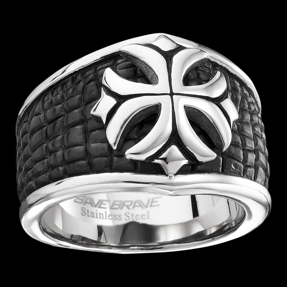 SAVE BRAVE MEN’S PETER CROSS RING - FRONT VIEW