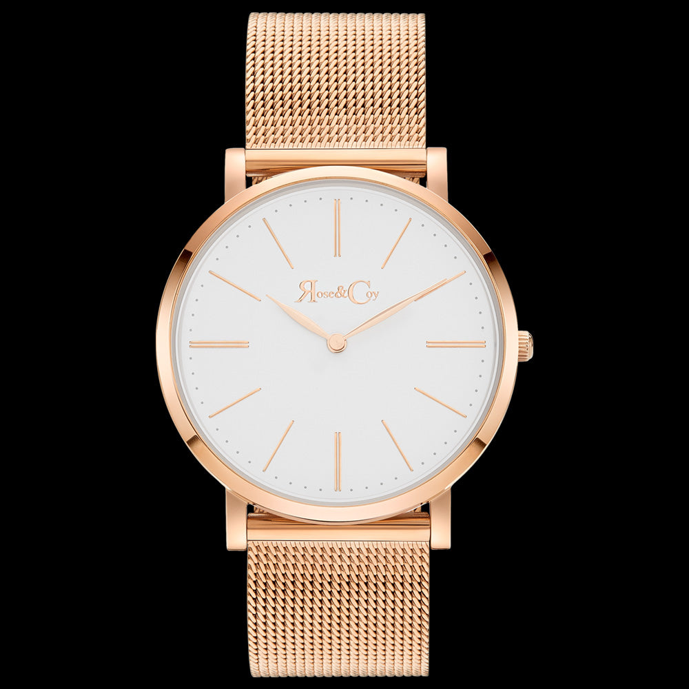 ROSE & COY PINNACLE 40MM ROSE GOLD MESH WATCH