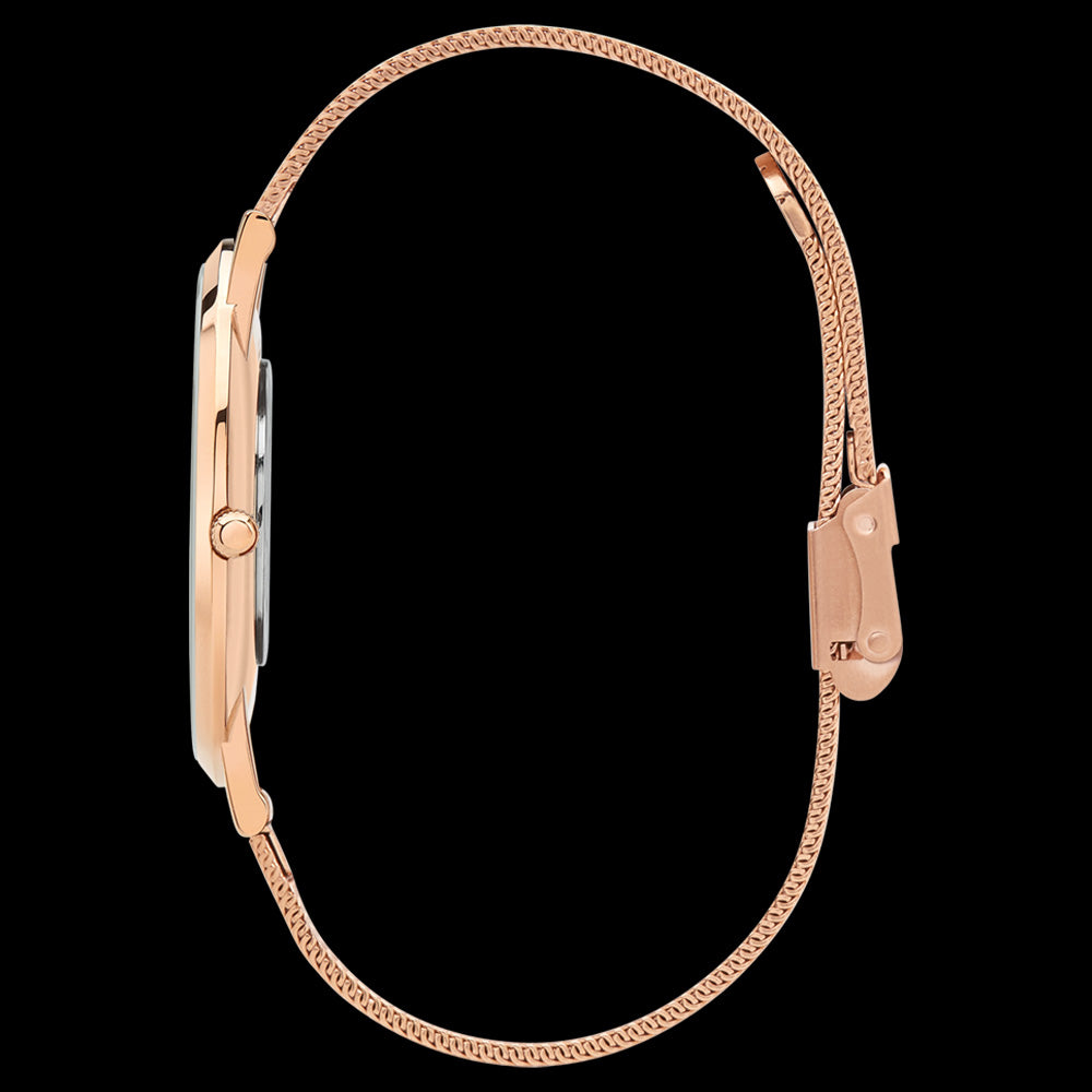 ROSE & COY PINNACLE 40MM ROSE GOLD MESH WATCH - SIDE VIEW