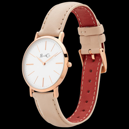 ROSE & COY MINI PINNACLE 34MM ROSE GOLD PEACH WATCH - ANGLE VIEW