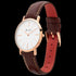 ROSE & COY MINI PINNACLE 34MM ROSE GOLD DARK BROWN WATCH - TILT VIEW