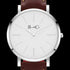 ROSE & COY MINI PINNACLE 34MM SILVER DARK BROWN WATCH - DIAL CLOSE-UP