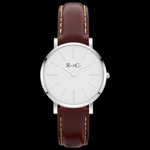 ROSE & COY MINI PINNACLE 34MM SILVER DARK BROWN WATCH