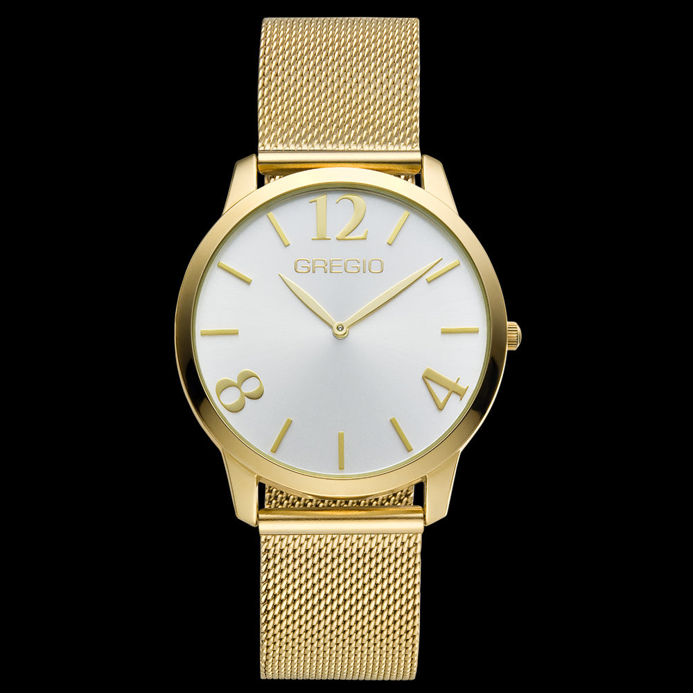 GREGIO SIMPLY ROSE WHITE DIAL GOLD MESH WATCH