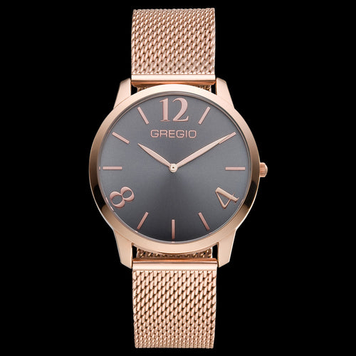 GREGIO SIMPLY ROSE GREY DIAL ROSE GOLD MESH WATCH