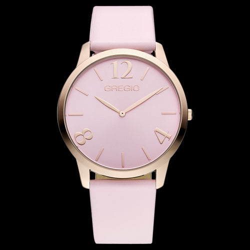 GREGIO SIMPLY ROSE PINK ROSE GOLD LEATHER WATCH