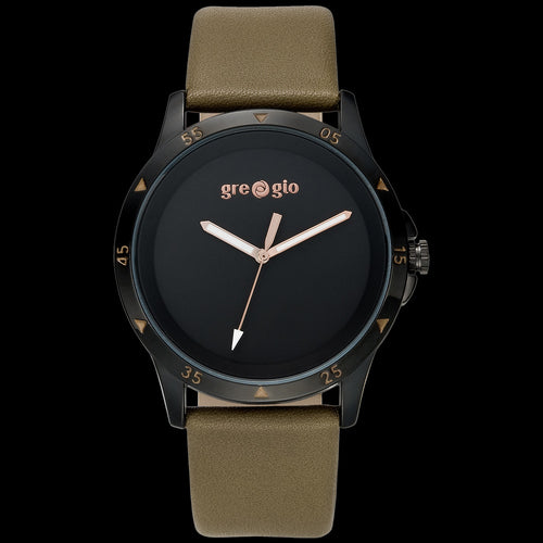 GREGIO UOMO BLACK DIAL KHAKI LEATHER WATCH