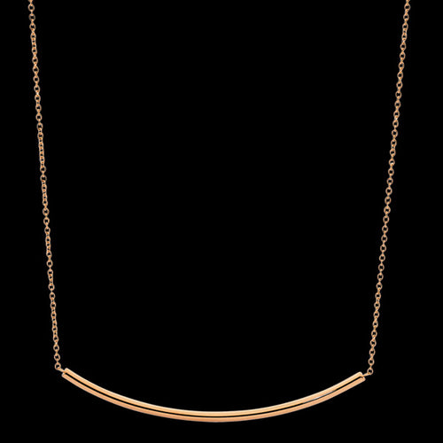 ELLANI STAINLESS STEEL ROSE GOLD CURVED TUBE BAR NECKLACE
